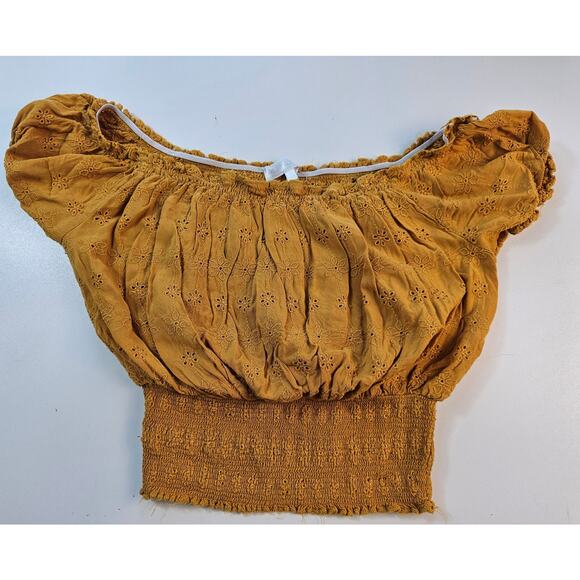 Riley & James XL (juniors) Y2K Mid drift middi summer yellow eyelet sunflower - Picture 5 of 9